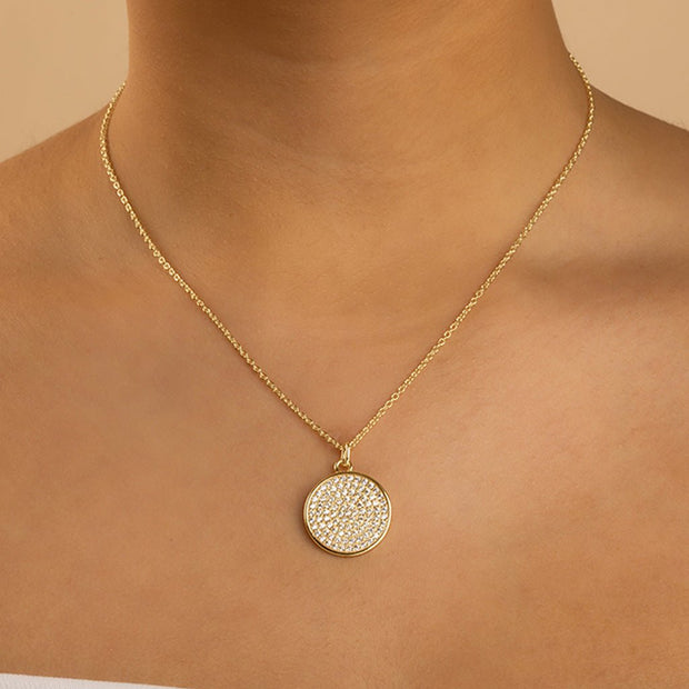 Pave CZ Circle Pendant