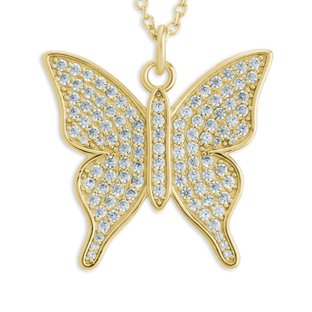 Pave CZ Butterfly Pendant
