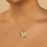 Pave CZ Butterfly Pendant