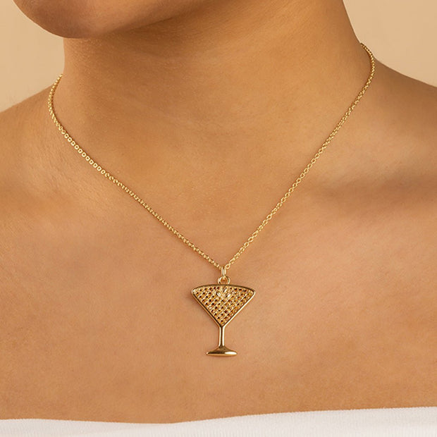 Pave CZ Espresso Martini Pendant