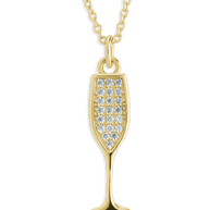 Pave CZ Champagne Flute Pendant