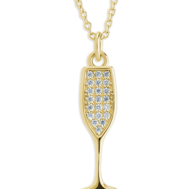 Pave CZ Champagne Flute Pendant