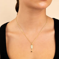 Pave CZ Champagne Flute Pendant