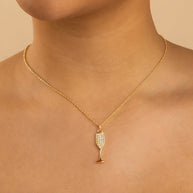Pave CZ Champagne Flute Pendant
