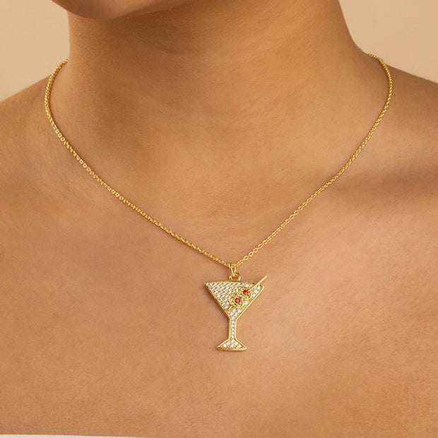 Pave CZ Dirty Martini Pendant