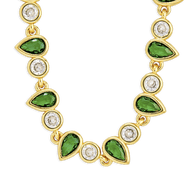 Emerald Pear & Round Cut Bezel CZ Tennis Necklace