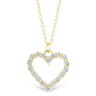 Sterling Silver Cubic Zirconia Outline Heart Pendant Necklace
