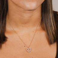 Sterling Silver Cubic Zirconia Outline Heart Pendant Necklace
