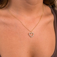 Sterling Silver Cubic Zirconia Outline Heart Pendant Necklace