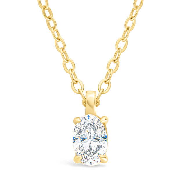 Sterling Silver Oval CZ Prong Set Pendant