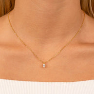 Sterling Silver Oval CZ Prong Set Pendant