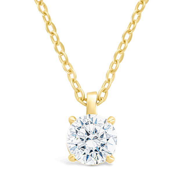Sterling Silver Round CZ Prong Set Pendant