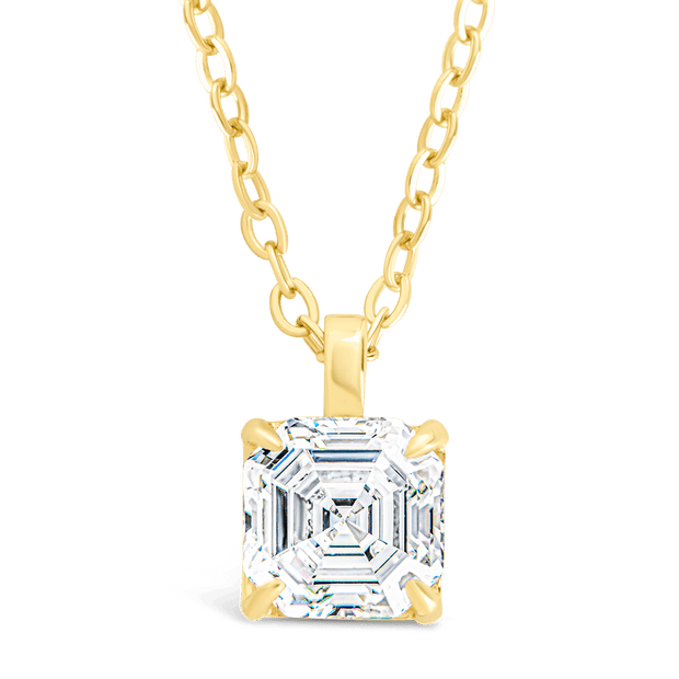 Sterling Silver Asscher Prong Set Pendant