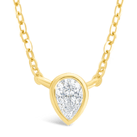 Sterling Silver Pear Bezel Set Pendant