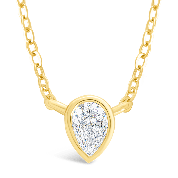 Sterling Silver Pear Bezel Set Pendant