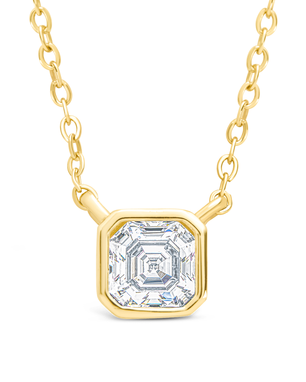 Sterling Silver Asscher Bezel Set Pendant