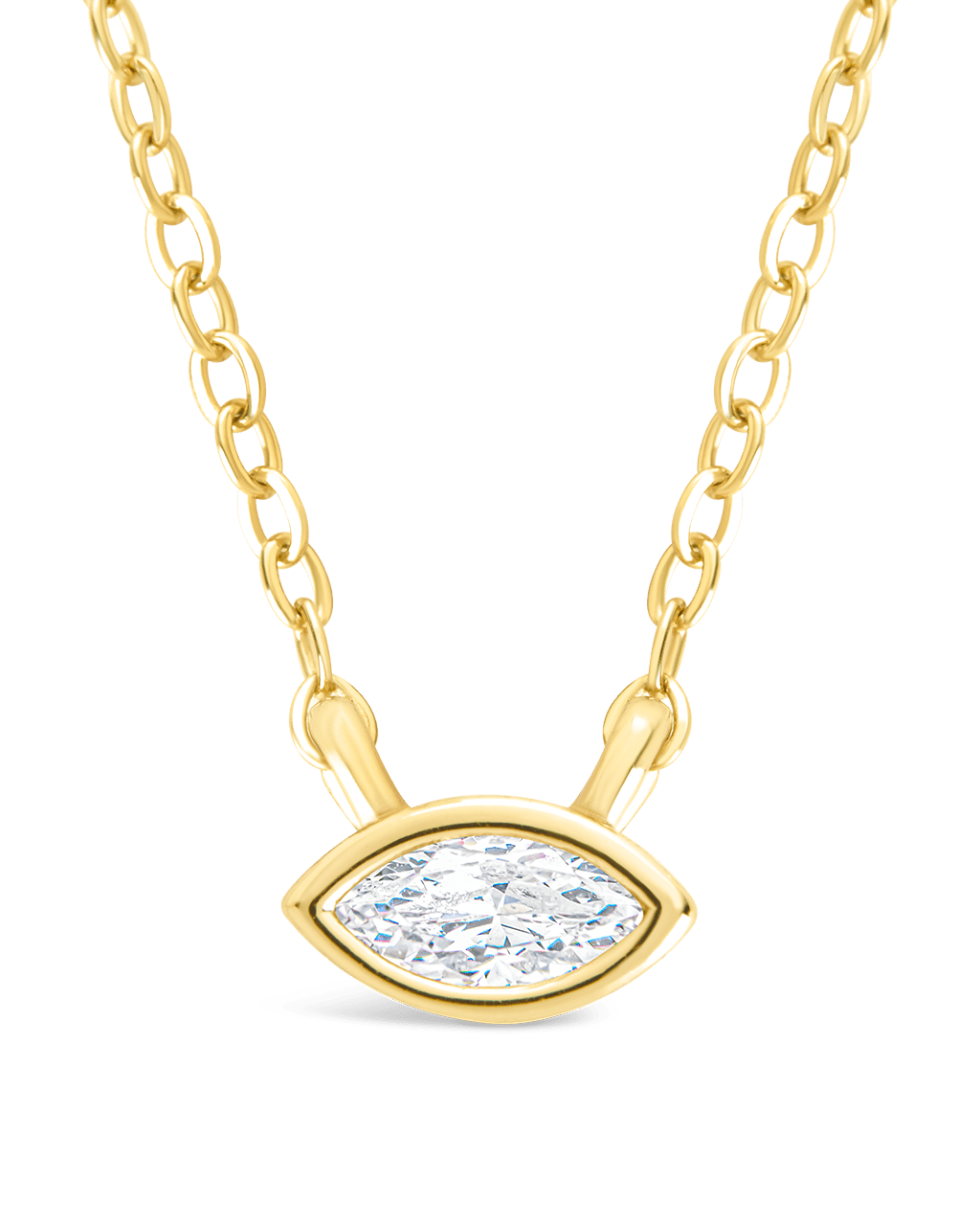 Sterling Silver Marquise Bezel Set Pendant