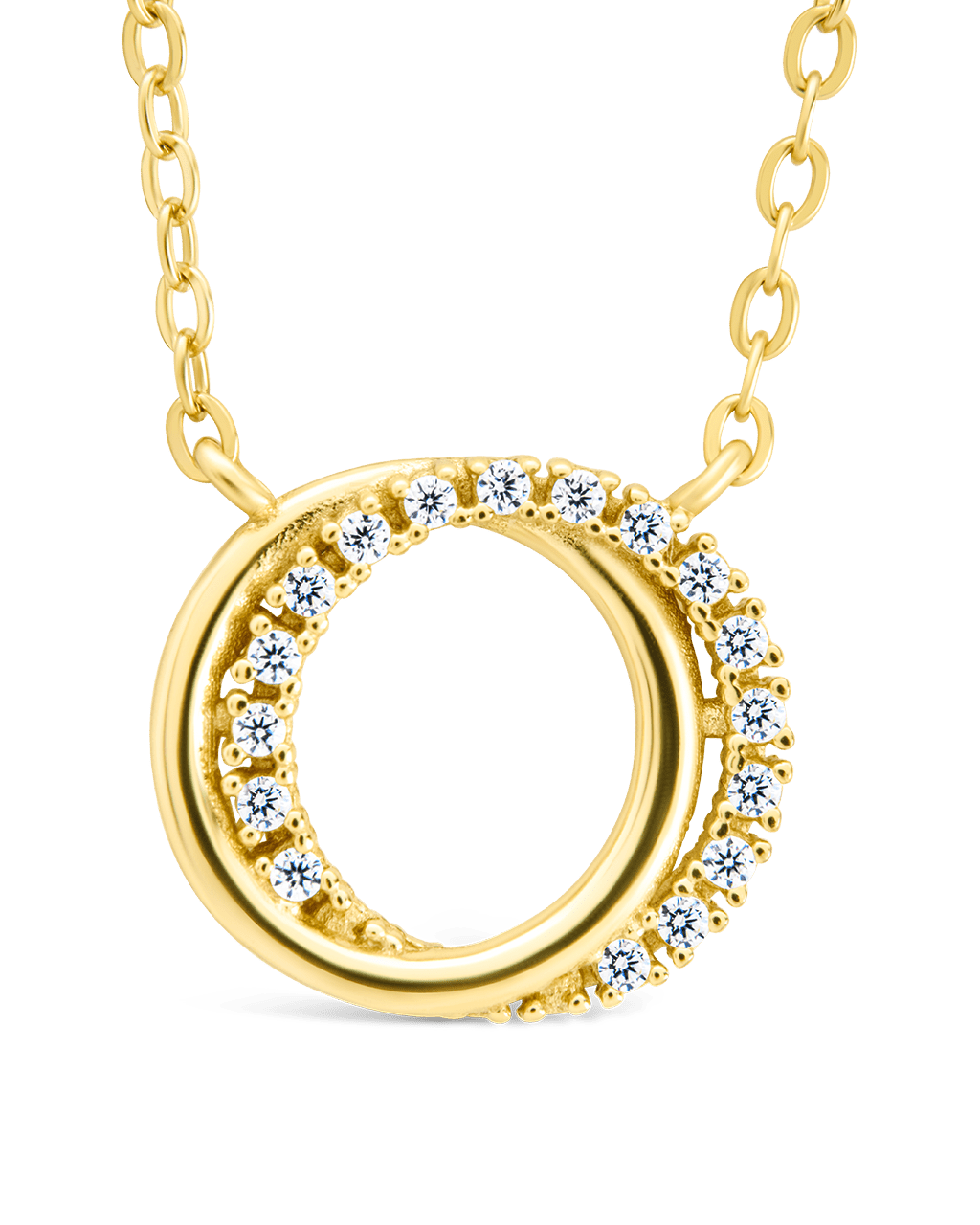 Sterling Silver CZ Interlocking Circle Pendant