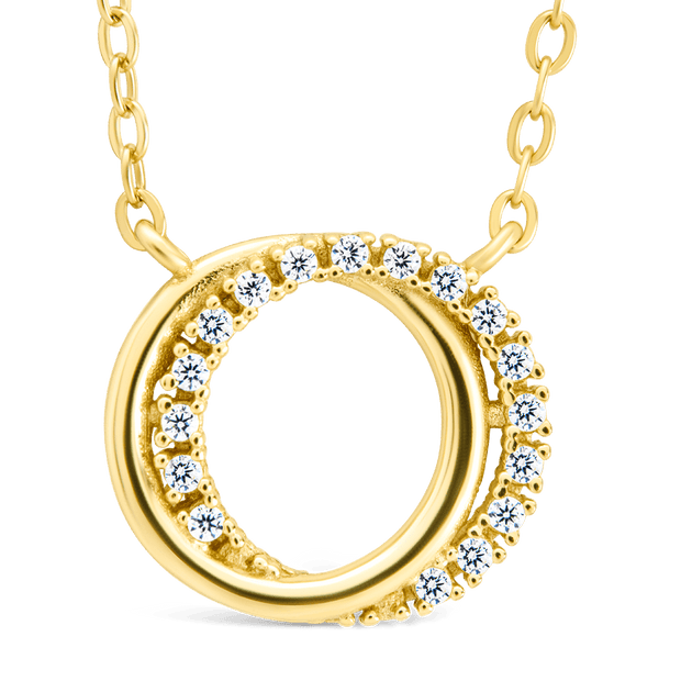 Sterling Silver CZ Interlocking Circle Pendant
