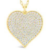 Sterling Silver CZ Statement Heart Pendant