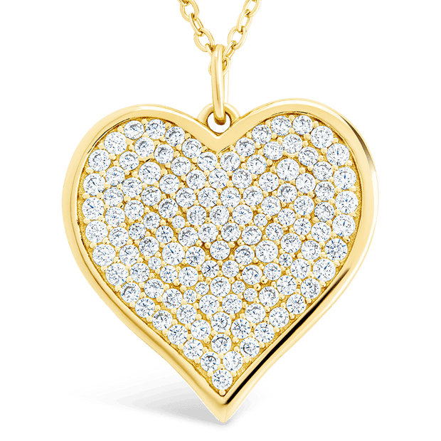 Sterling Silver CZ Statement Heart Pendant
