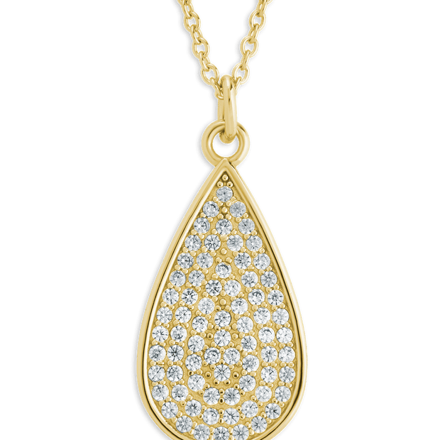 Pave CZ Tear Drop Pendant