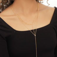 Triple Layer Triangle Drop Chain Necklace