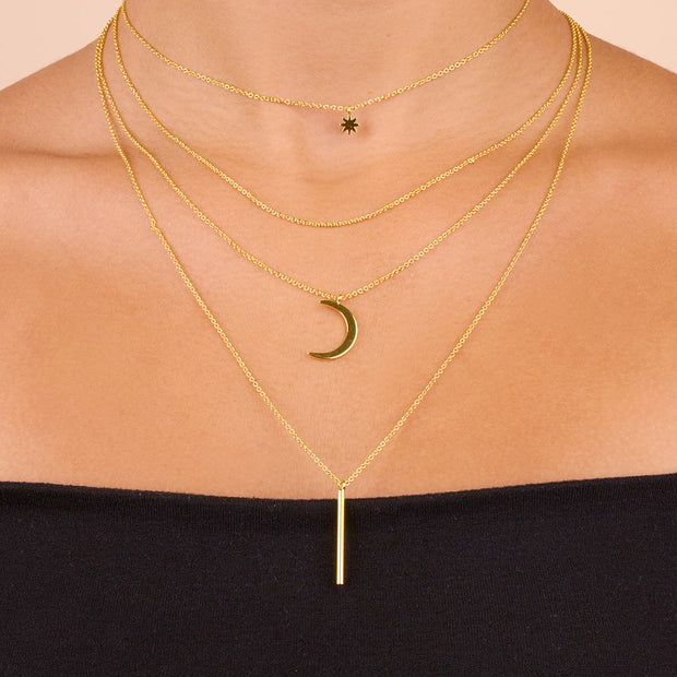 Crescent & Bar Multi Layer Necklace