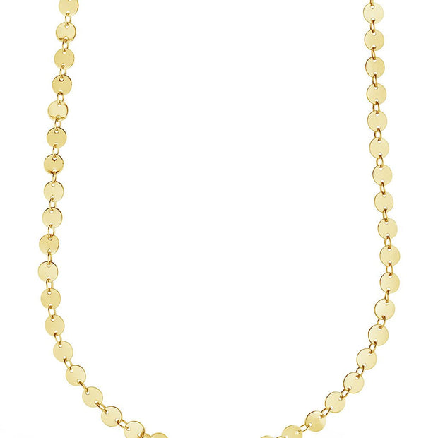 Round Disk Long Chain Necklace