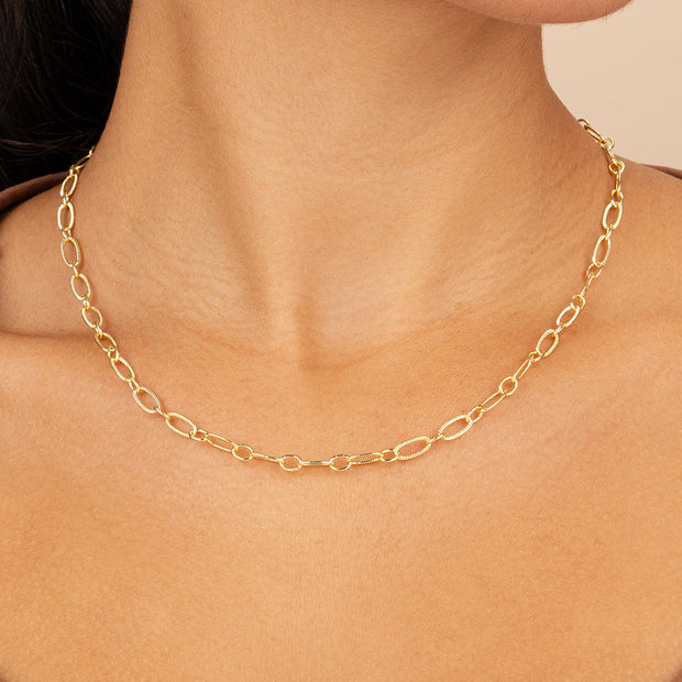Textured Oval Link Chain