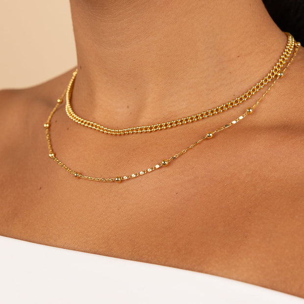 Layered Beaded Chain Necklace