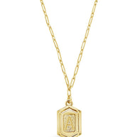 Hexagon Tag Initial Pendant Necklace