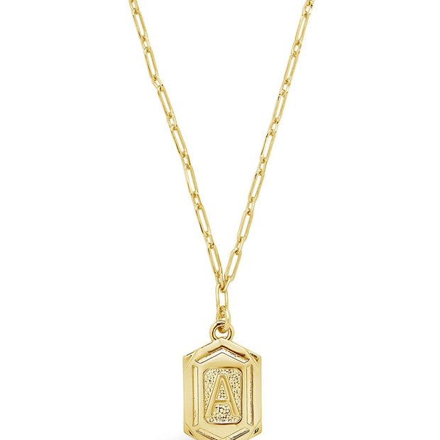 Hexagon Tag Initial Pendant Necklace