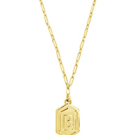 Hexagon Tag Initial Pendant Necklace