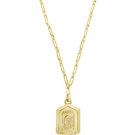 Hexagon Tag Initial Pendant Necklace