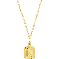 Hexagon Tag Initial Pendant Necklace