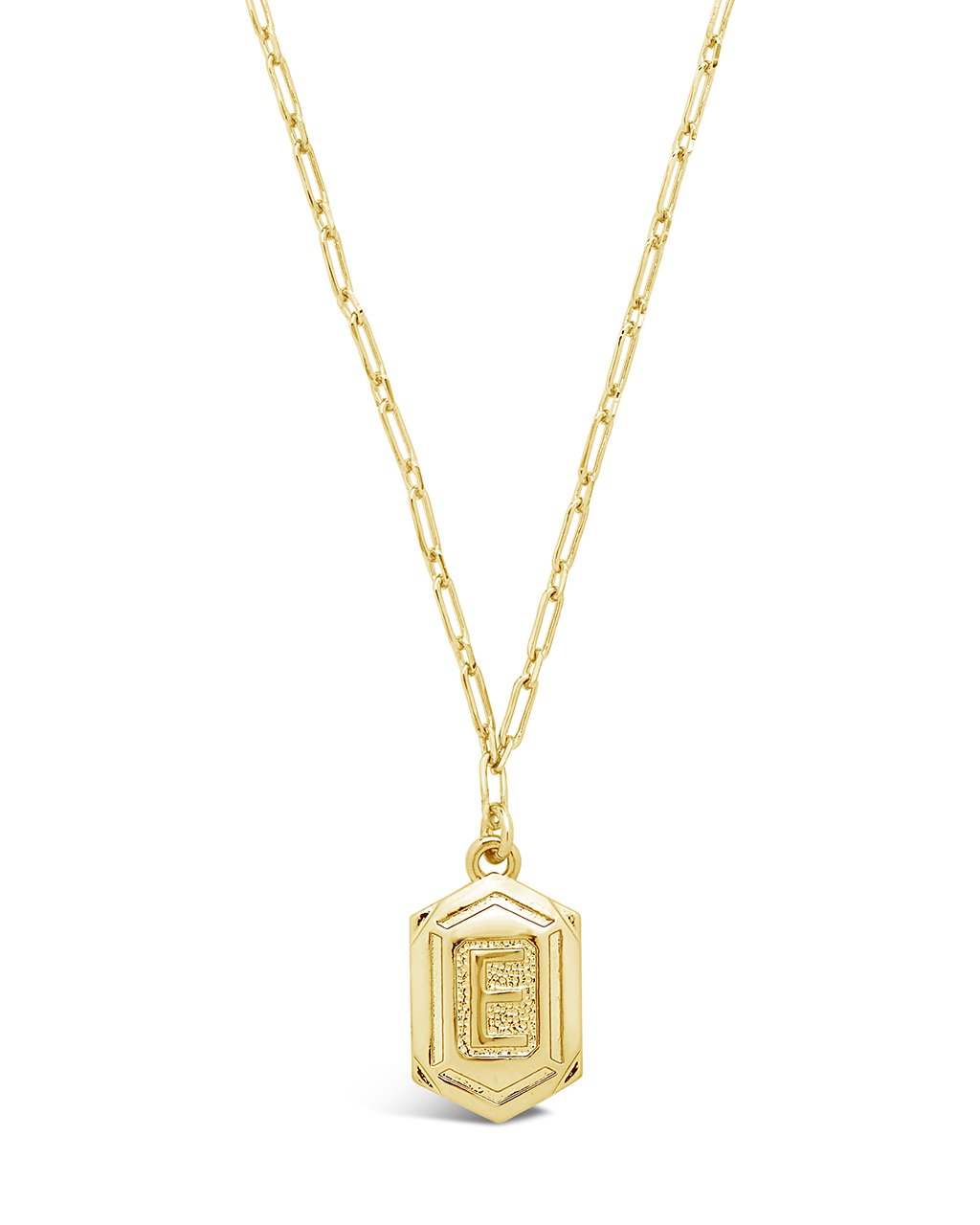 Hexagon Tag Initial Pendant Necklace