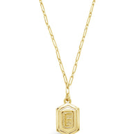 Hexagon Tag Initial Pendant Necklace
