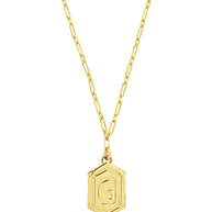 Hexagon Tag Initial Pendant Necklace