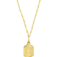 Hexagon Tag Initial Pendant Necklace
