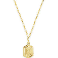 Hexagon Tag Initial Pendant Necklace