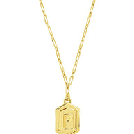 Hexagon Tag Initial Pendant Necklace