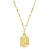 Hexagon Tag Initial Pendant Necklace