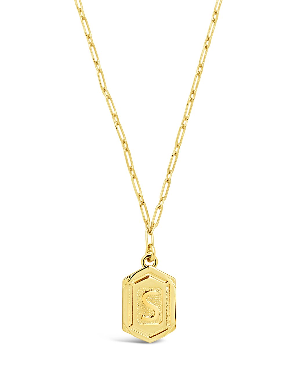 Hexagon Tag Initial Pendant Necklace