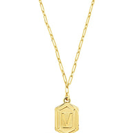 Hexagon Tag Initial Pendant Necklace