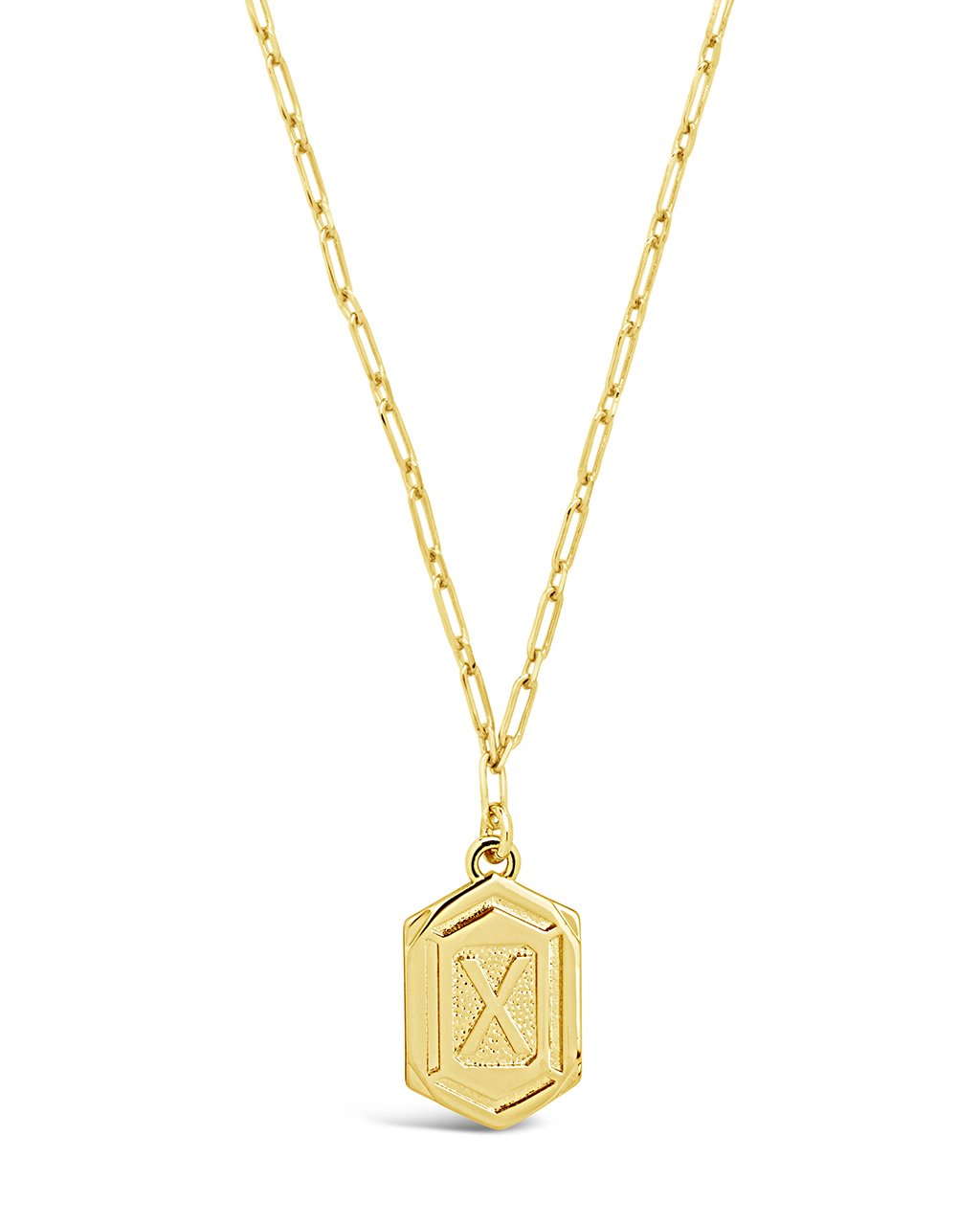 Hexagon Tag Initial Pendant Necklace