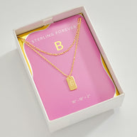 Initial Tag Layered Chain Necklace