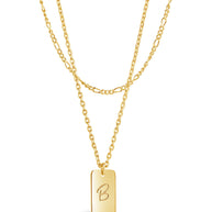 Initial Tag Layered Chain Necklace