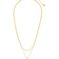 Initial Tag Layered Chain Necklace
