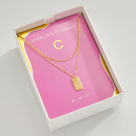 Initial Tag Layered Chain Necklace